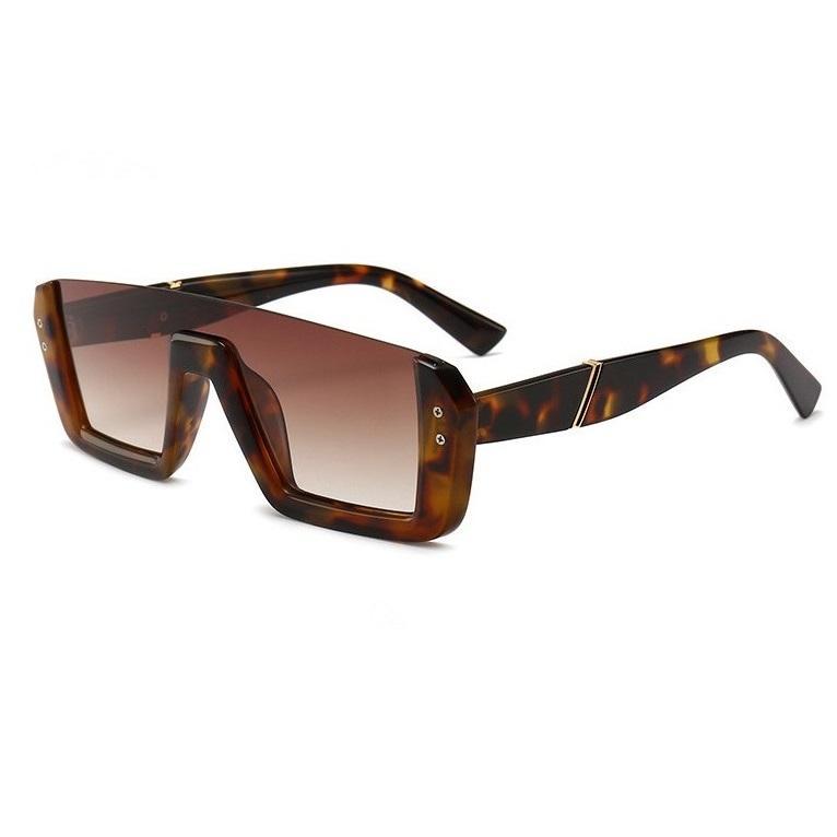 Lunettes de soleil siamoises tendance, monture rouge en filet, demi-monture – Image 4