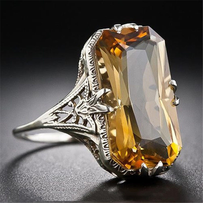 Bague en citrine gravée et ajourée – Image 3