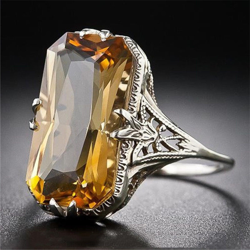Bague en citrine gravée et ajourée – Image 2