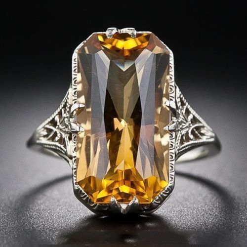 Bague en citrine gravée et ajourée – Image 5