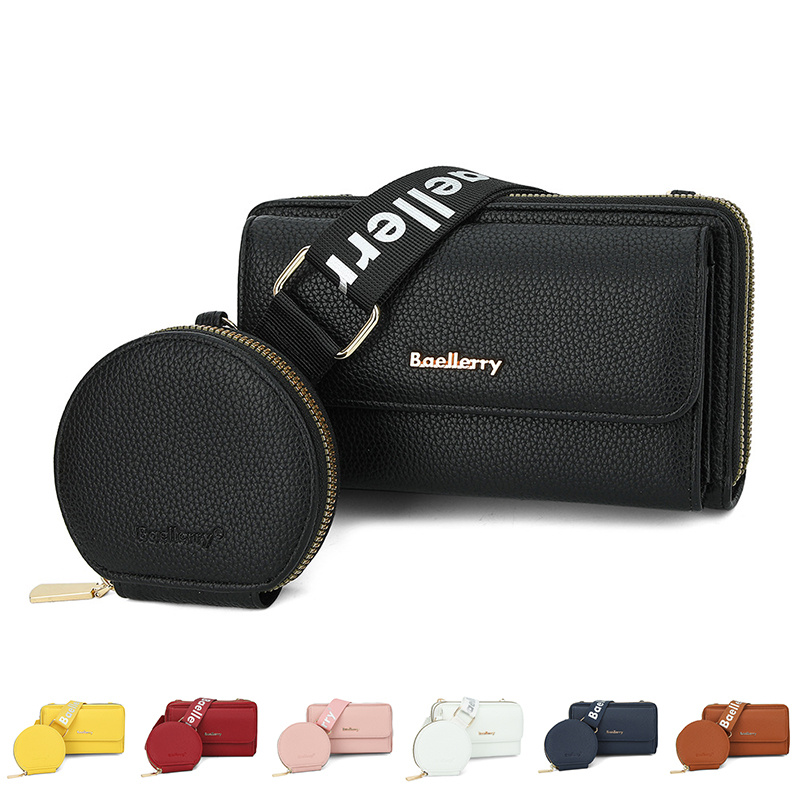 Lot de 2 sacs bandoulière texture litchi pour téléphone portable, avec petit porte-monnaie – Image 2