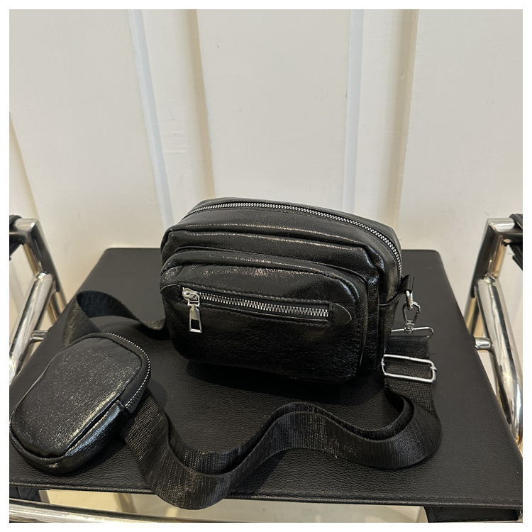 Petit sac à bandoulière carré simple et décontracté, style occidental, larges bretelles – Image 5