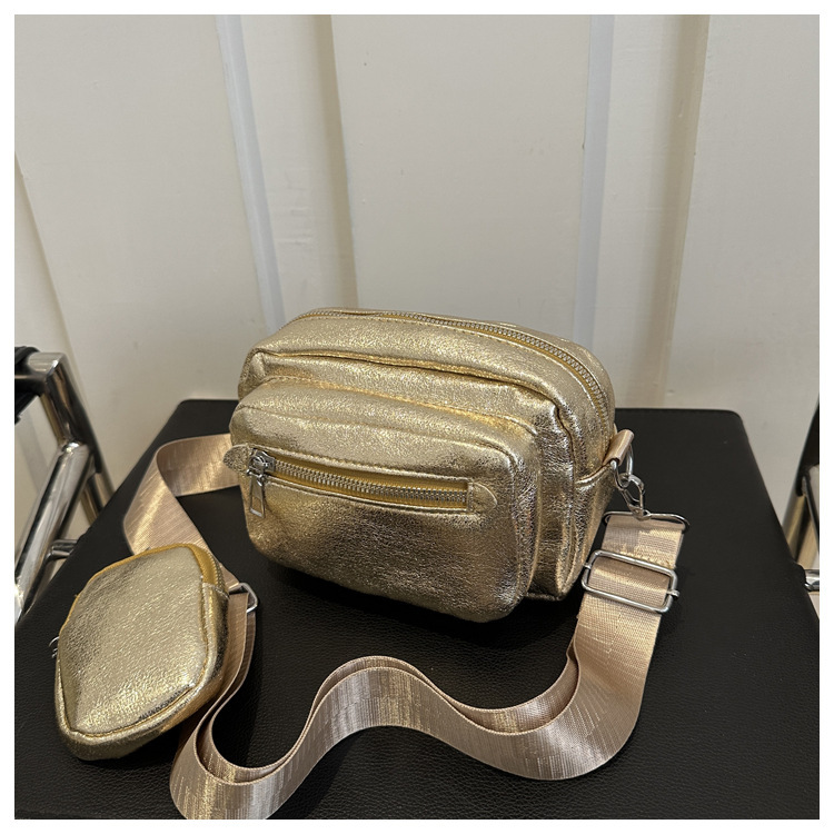 Petit sac à bandoulière carré simple et décontracté, style occidental, larges bretelles – Image 7