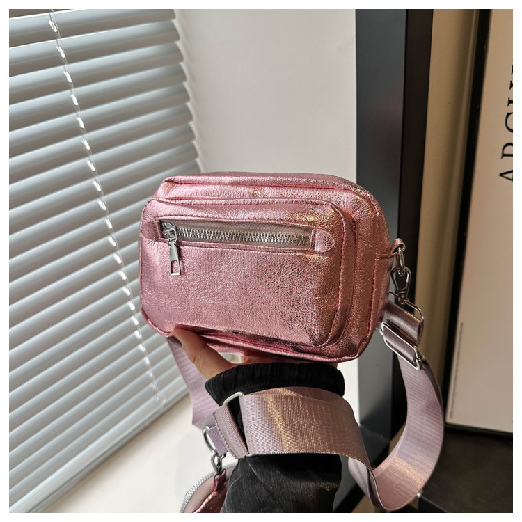 Petit sac à bandoulière carré simple et décontracté, style occidental, larges bretelles – Image 9