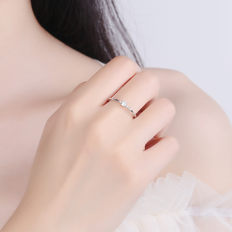 Alliance de mariage en Argent 925 incrusté de pierres précieuses – Image 2