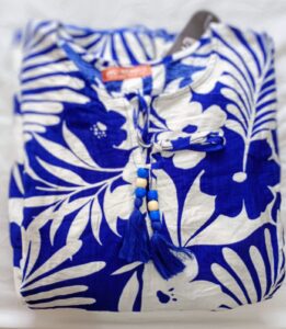 Robe longue fleur bleue hijab